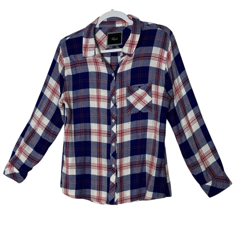 Rails Flannel Shirt‎ Top Women's Large Plaid Long Sleeve Button Front Career